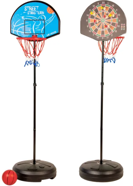 My Hood - Basketkorg och darttavla på stativ - Med plastboll, pilar och pump