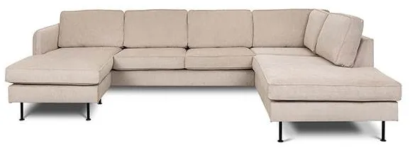 Læså-soffa med schäslong och open-end - 288 x 210 cm - beige sammet - vänsterorienterad
